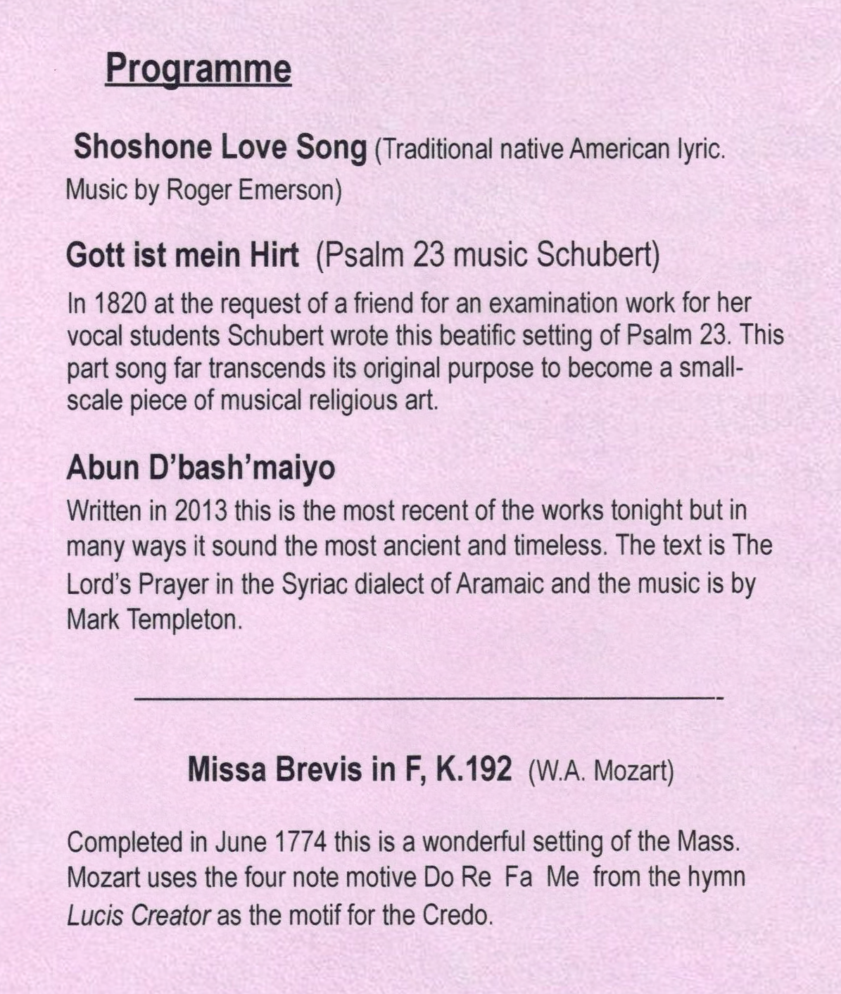 Concert Programme