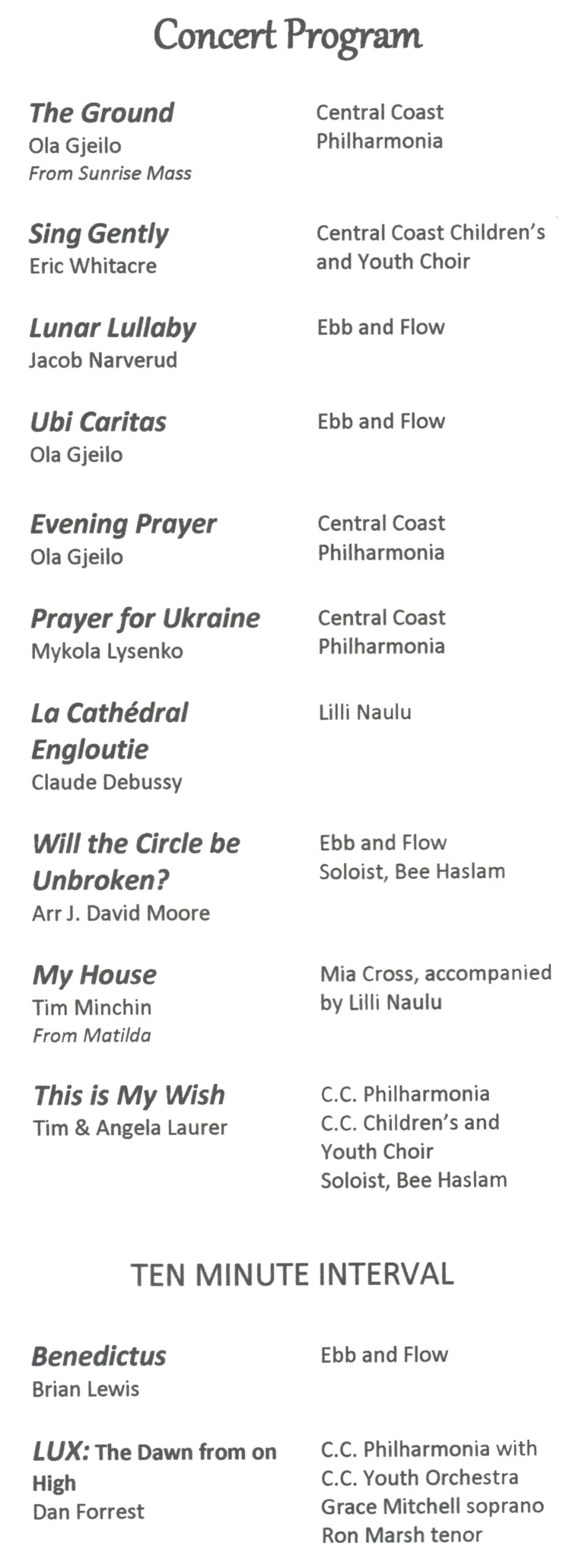 Concert Programme